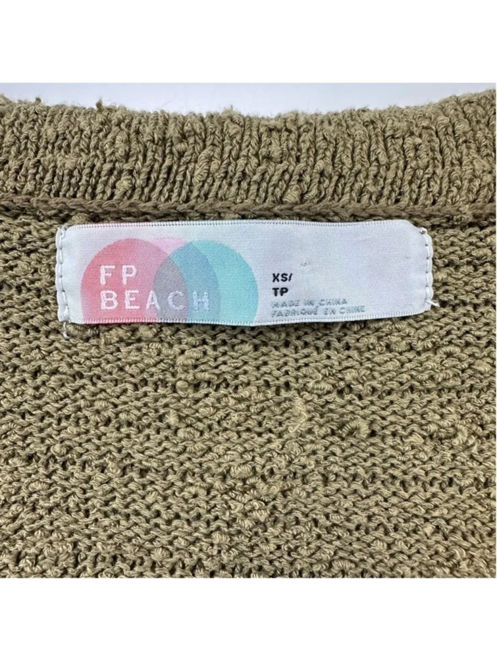 Free People Beach Olive collared Oversized knit top XS Casual All Season Boho